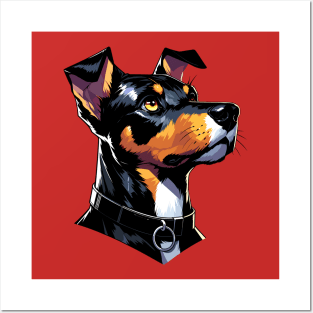 Stunning and Cool Jagdterrier Monochrome and Gold Portrait for Father's Day Posters and Art